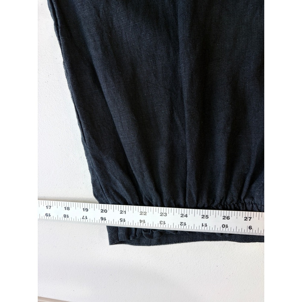 Bryn Walker Black Linen Wide Leg Cropped Pants Ankle Pockets Button Detail L USA - Picture 10 of 15